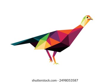 Wild Turkey in Colorful Polygonal Low Poly. Colorful Polygon Abstract Vector of Wild Turkey. Abstract Logo of Wild Turkey
