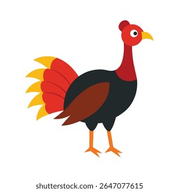 Wild Turkey Illustration in Vector Format on White Background for Web and Graphic Design
