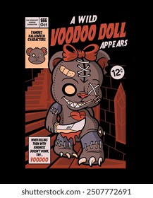 A wild Voodoo Doll Halloween Design Theme