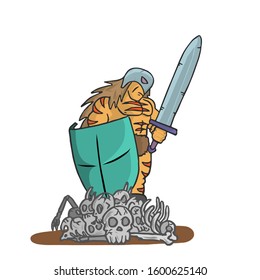 Wild warrior with his sword