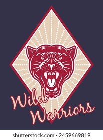 Wild warriors tiger face emblem illustration t-shirt graphic vector artwork