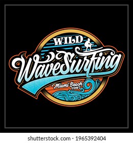 "Wild Wave Surfing" Can be used for digital printing and screen printing