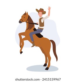 Wild West Adventure concept. Cowboy Riding Horse