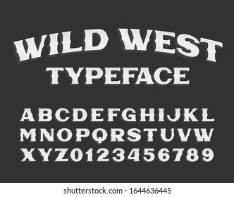 Wild West Alphabet Font. Vintage Letters And Numbers. Stock Vector Typescript For Your Typography Design.