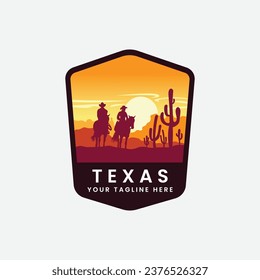 Wild west american desert texas prairie texas vector logo vintage symbol illustration design