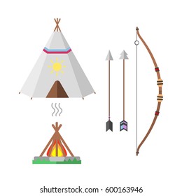 Wild west american indian designed element traditional art concept and native tribal ethnic feather culture ornament for the design vector illustration.