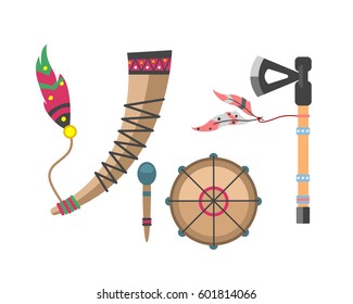 Wild west american indian designed element traditional art concept and native tribal ethnic feather culture ornament for the design vector illustration.