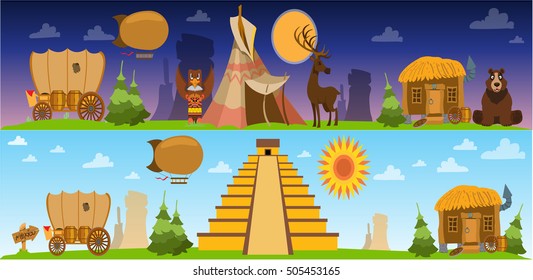 Wild West and American Indian game background.