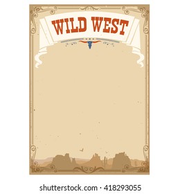 Wild west background for text.Vector illustration isolated on white