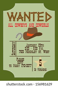 Wild West birthday party invitation