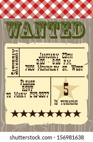 Wild West birthday party invitation
