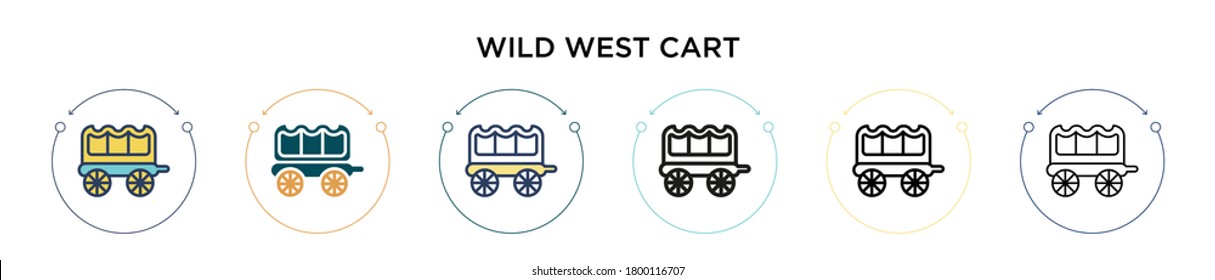 Wild west cart icon in filled, thin line, outline and stroke style. Vector illustration of two colored and black wild west cart vector icons designs can be used for mobile, ui, web