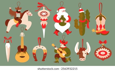 Wild west Christmas toys. Vector illustration