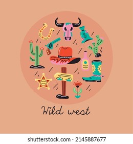 Wild-West-Kreis-Rahmensymbole