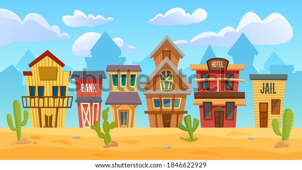 Wild West City Vector Illustration Cartoon Stock Vector (Royalty Free ...