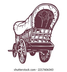 Wild West Covered wagon - hand drawn illustration svg