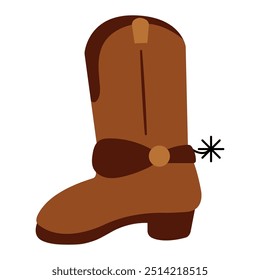 Wild West. Cowboy boot white background, isolate