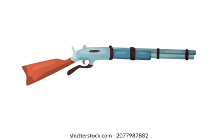 Wild west cowboy composition with isolated image of rifle on blank background vector illustration