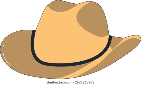 Wild West Cowboy Hat Illustration with Flat Cartoon Style. Isolated on White Background.