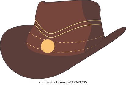 Wild West Cowboy Hat Illustration with Flat Cartoon Style. Isolated on White Background.