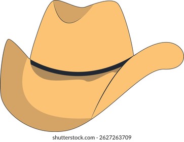 Wild West Cowboy Hat Illustration with Flat Cartoon Style. Isolated on White Background.