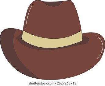 Wild West Cowboy Hat Illustration with Flat Cartoon Style. Isolated on White Background.