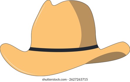 Wild West Cowboy Hat Illustration with Flat Cartoon Style. Isolated on White Background.