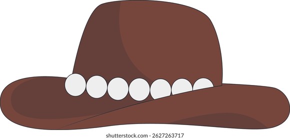 Wild West Cowboy Hat Illustration with Flat Cartoon Style. Isolated on White Background.