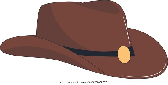 Wild West Cowboy Hat Illustration with Flat Cartoon Style. Isolated on White Background.