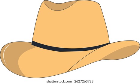 Wild West Cowboy Hat Illustration with Flat Cartoon Style. Isolated on White Background.