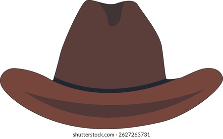 Wild West Cowboy Hat Illustration with Flat Cartoon Style. Isolated on White Background.