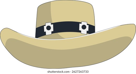 Wild West Cowboy Hat Illustration with Flat Cartoon Style. Isolated on White Background.