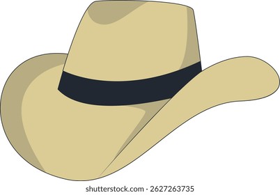 Wild West Cowboy Hat Illustration with Flat Cartoon Style. Isolated on White Background.
