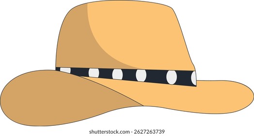 Wild West Cowboy Hat Illustration with Flat Cartoon Style. Isolated on White Background.