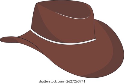 Wild West Cowboy Hat Illustration with Flat Cartoon Style. Isolated on White Background.