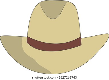 Wild West Cowboy Hat Illustration with Flat Cartoon Style. Isolated on White Background.