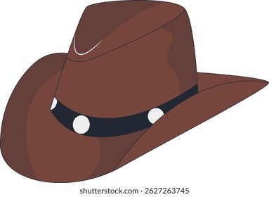Wild West Cowboy Hat Illustration with Flat Cartoon Style. Isolated on White Background.