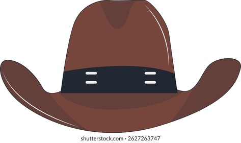 Wild West Cowboy Hat Illustration with Flat Cartoon Style. Isolated on White Background.