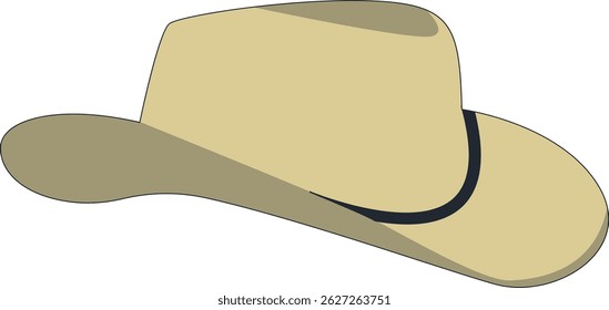 Wild West Cowboy Hat Illustration with Flat Cartoon Style. Isolated on White Background.