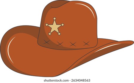 Wild West Cowboy Hat Isolated on White Background. Flat Cartoon Vector Illustration