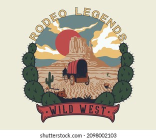 wild west cowboy legends, Arizona desert adventure vector artwork   