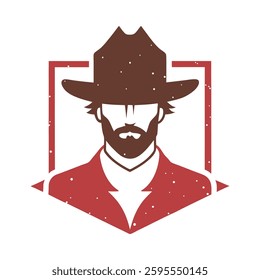 Wild west cowboy poster with distressed textures and silhouettes