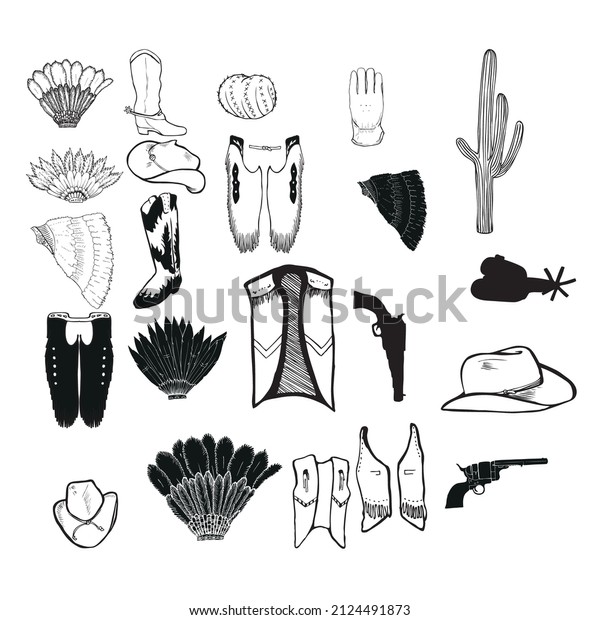 wild west, Cowboy Wild\
West retro design elements. Bandit cowboy skull with guns. Vector\
illustration.