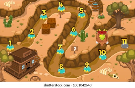 Wild West Cowboy With Saloon  Game Level Map