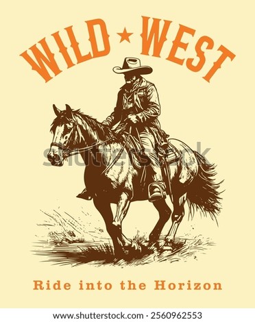wild west cowboy vector tshirt design illustration