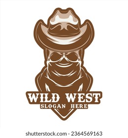 Wild West Cowboy Vintage Brown Logo Emblem Set