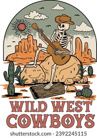 Wild West Cowboys, Skeleton Cowboy, Retro Western, Enjoy Western Life, Wild Life, Retro Cowboy Skull svg