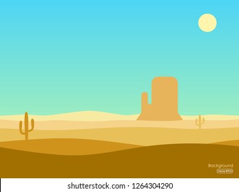 Wild west desert landscape vector background, minimal cartoon design