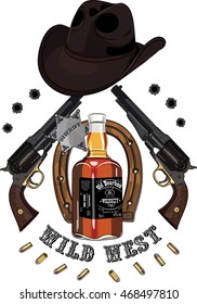 Wild West design isolated on white, vector illustration, eps-10