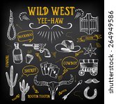 Wild west design sketch. Icons drawing vintage elements.